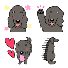 Dog Emoji Flat Coated Retriever