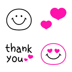 Cute pink and black emoji with greetings