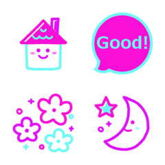Purple, pink and light blue Emoji