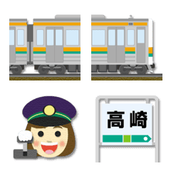 栃木〜群馬 緑/橙ラインの電車と駅名標