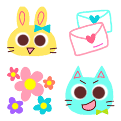 Colorful rabbits and cats .