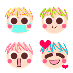 A various face and colorful hair boys.
