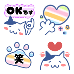 Honorific cat rainbow color mini Sticker