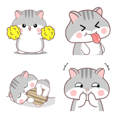 Cute grey hamster : emoji