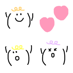 Cute round and round perm emoticons