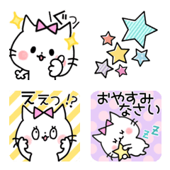 Pink ribbon cat emoji spring version