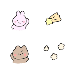 Stylish Emoji of Bear and Rabbit