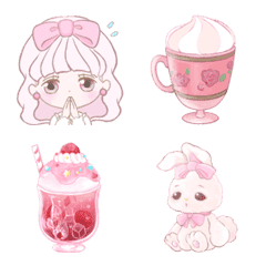 Girl emoji cute pastel pink