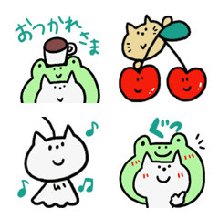Emoji of a frog cat and friends