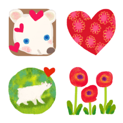Emoji bears and flowers with love