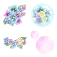 フレーム絵文字 vol.3 紫陽花とシャボン玉