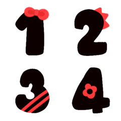 Number black and red cute emoji