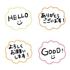 "Kawaii" greetings in Japanese emoji.