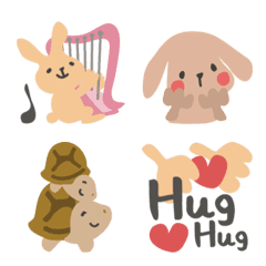 Harp Bunny & Tortoise *Emoji