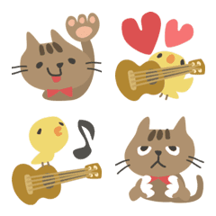 Ukulele Cat & Small Birds *Emoji