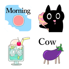 暗黒猫６ 夏 Emojilist Lineクリエイターズ絵文字まとめサイト