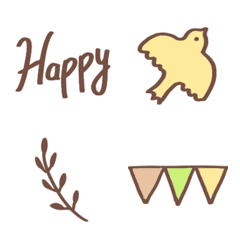 Happy greeting and decorations in brown