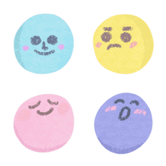 Cute Pastel Crayon Drawing Style Emojis