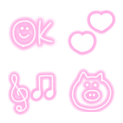 Cute pink neon color emoji
