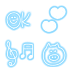 Cute light blue neon color emoji