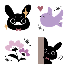 Nordic style Black rabbit Emoji2