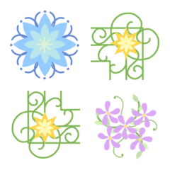 フレーム絵文字 vol.9 北欧色の花植物