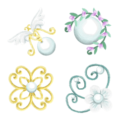 フレーム絵文字 vol.10 アートな花と真珠