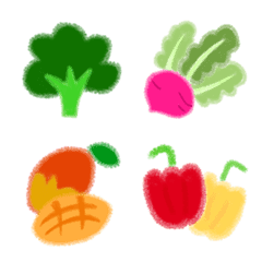 野菜と果物のクレヨン絵文字