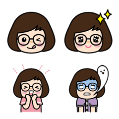 Funny girl with glasses Emoji 3