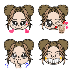 Girls with bun hair Emoji