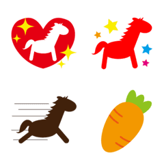 Emoji colorido de cavalos e cenouras１