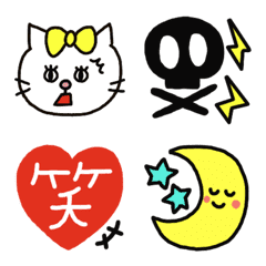 A cat and various emoji