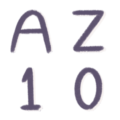 English Alphabets and Number in purple