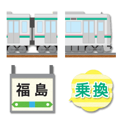 宮城〜福島 緑/桃ラインの電車と駅名標
