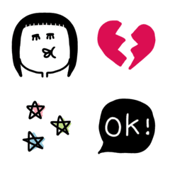okappa girl  monochrome  line Emoji