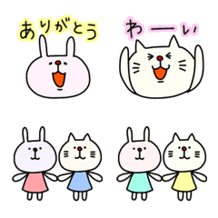 Rabbit & Cat every day Greeting Emoji