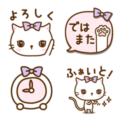 Cute white cat with a ribbon No.02