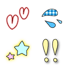 Heart, sweat, star and !? emoji