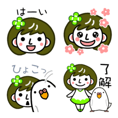 Four-leaf clover girl and pigeon