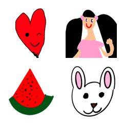 Fruits and hearts drawn by 6 years old