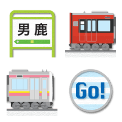 秋田〜山形 赤青/黄桃ラインの電車と駅名標