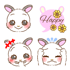 Fluffy rabbit facial expression emoji