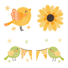 Flowers and birds Cute summer Emoji
