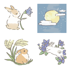 Moon viewing and autumn rabbit emoji