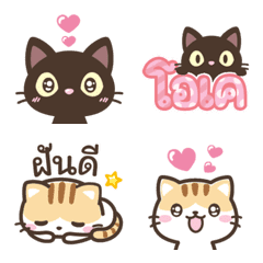 black cat and calico cat emoji2(thai)