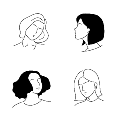 色々な女性の顔｜シンプル絵文字
