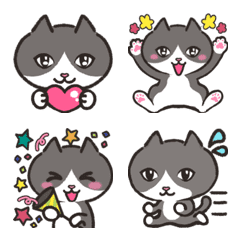 Emoji of cat(2)black & white,masked