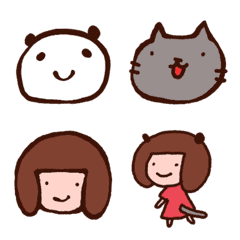 Panda, Cat and Bob Cut Girl "Emoji"