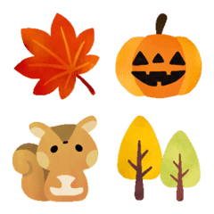 Cute autumn emoji of animals