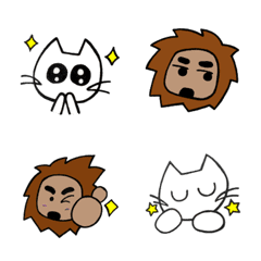 Gaogao Lion and white cat  Emoji
